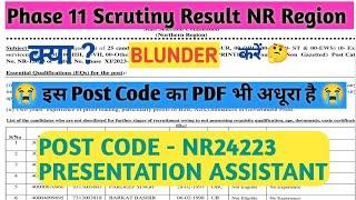 Phase 11 Scrutiny Result NR Region  | NR24223 | Selection Post Phase 11 #scrutinyresult #sscphase11