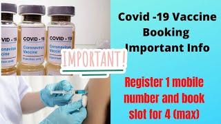 CoWin Vaccine Registration Process & Slot  Booking for 4 members  | How to Book Covid -19 vaccine