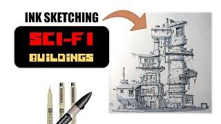  Sci-Fi Cityscape: Drawing Futuristic Buildings with Ink Pens