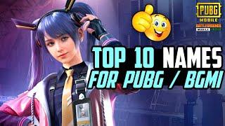 Top 10 attitude names for PUBGBGMI And FREEFIRE NicknamesTop 10 Best Names For PUBG