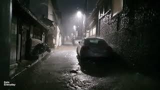 Heavy Rain Walk on the Wet Road. Relaxing Sound for Sleep Study Meditation. White Noise ASMR.