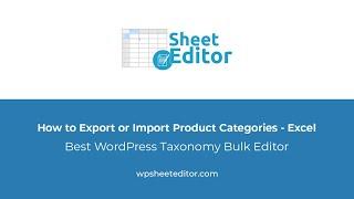 WooCommerce - How to Export or Import Product Categories - Excel or Google Sheets