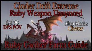 FFXIV: Cinder Drift Extreme - Ruby Weapon Unsynced (Lvl 90 Ruby Gwiber Mount Farm Guide)