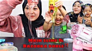 TEMAN CACA MAIN SLIME & BAZOOKA BUBBLE GUN ‼️ #viral #mainantiktokviral