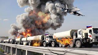 Glory to Ukraine! US and Ukraine Burn Russian Fuel Truck Convoy as it Crosses Border - ARMA 3