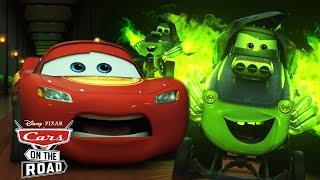 Ghost Cars Chase Lightning McQueen in Cars on the Road | Pixar Cars