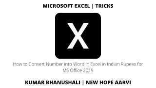 How to Convert Number into Word in Excel in Indian Rupees for MS Office 2019