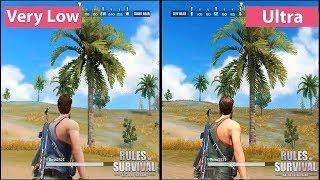 RULES OF SURVIVAL - ULTRA vs LOW GRAPHICS COMPARISON ( iOS / Android )