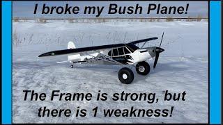 I broke my FMS PA 18-1300 mm Bush Cub! It's great, but there's a rudder/tail wheel servo weakness!
