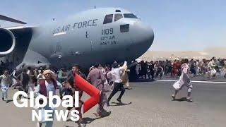 Afghanistan crisis: Desperate locals cling to side of US Air Force plane taking off from Kabul