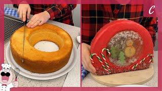 DIY Peppermint Snow Globe Cake for Christmas! 