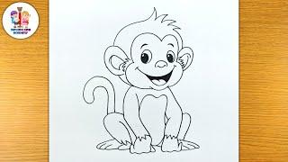 How to draw monkey easy steps | drawing for kids