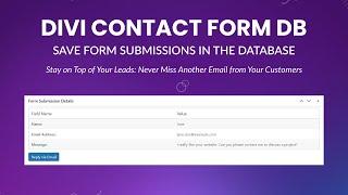 Divi Contact Form DB - Save Form Submission in Database