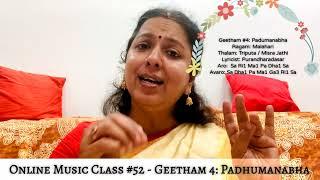 Online Music Class #52 - Geetham 4: Padhumanabha