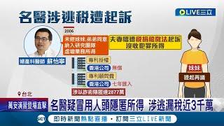 名醫蘇怡寧夫妻遭起訴! 疑冒用人頭隱匿所得 涉逃漏稅近三千萬 父親才控棄養又遭妹檢舉 蘇怡寧:逃稅絕非事實｜記者 王家珩 王翊軒｜【LIVE大現場】20230724｜三立新聞台