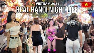  HANOI Hot Nights Walking StreetSunday Nightlife VIETNAM  Old Town Night Walking Tour 4K