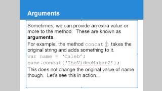 JavaScript Tutorial 4 - Methods and Arguments