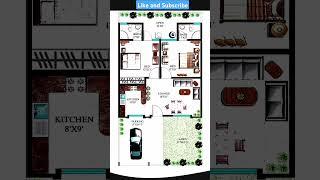 2BHK House Plan with car parking