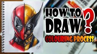 How to Draw Deadpool and Wolverine | coloring process | speed up