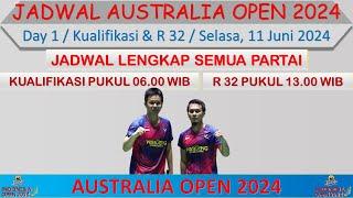 Jadwal Australia Open 2024 Hari Ini │ Day 1 / Kualifikasi & R 32│1 Wakil Indonesia di Babak 32 Besar