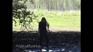 The girl Nastya plays with her rubber boots in the mud. Part-3(10/09/16)