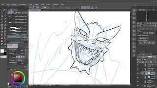 Webtoon making progress part 4 - Drawing a monster (No SpeedUp)