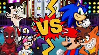 M.U.G.E.N Battles | Deadpool/Waluigi/Mr. Bean vs Crash Bandicoot/Mario/Sonic