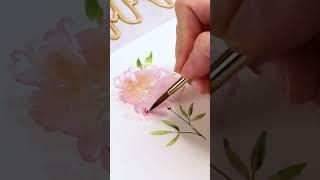 East watercolor peonies in 60 seconds