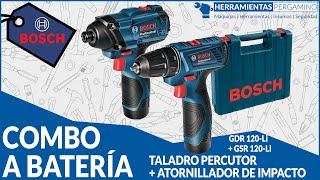 COMBO A BATERÍA BOSCH GDR 120LI + GSR 120LI ATORN. IMPACTO +TALADRO PERCUTOR |HERRAMIENTAS PERGAMINO