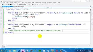 How to set ENTER key as TAB in windows form in VB NET 2012