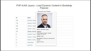 PHP AJAX Jquery - Load Dynamic Content in Bootstrap Popover