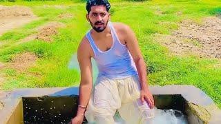 Hot Desi boy Bathing video in Tubewell in white shalwar  #desi #howtoswim #pool
