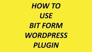 How to use Bit Form WordPress Plugin