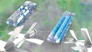 Атаки двух дронов Ланцет в комплексы ЗРК С-300 Украины
