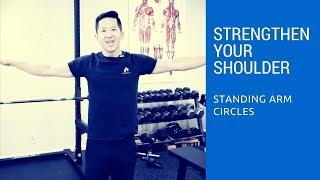 Beginner shoulder exercise to strengthen your shoulders - standing arm circles