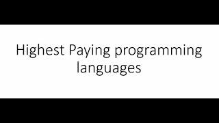 Highest Paying Programming languages