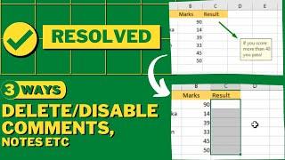 Delete Comments in Excel | 3 Ways to delete Excel Comments | Excel Tips