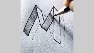 how to draw 3d M || easy 3d drawing using pencil || easy drawing tutorial for beginners