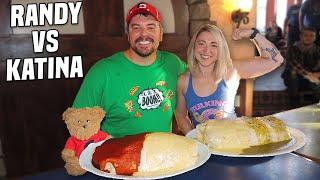 5lb Steak & Chicken Queso Burrito Challenge in My Hometown w/ @KatinaEatsKilos