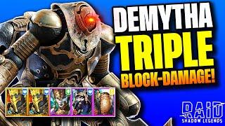 TRIPLE Block Damage Part 2 With DEMYTHA For Iron Twins 15!!! Test Server | Raid Shadow Legends RPG