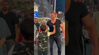 Giga Chad meets little Chad in times square  #giggachad