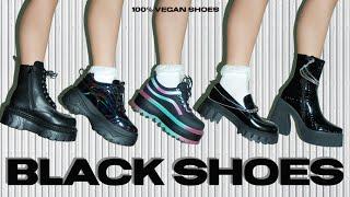 BLACK CHUNKY SHOES HAUL ( sneakers, boots & loafers) *100% VEGAN*