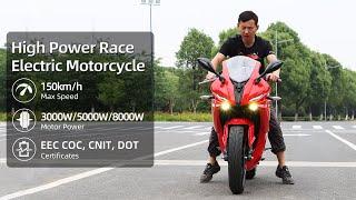 EEC COC DOT Certificate 3000W 5000W 8000W Powerful Motor Electric Motorcycle Racing Motorbike