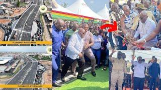 Prez Akuffo Addo brags as he finally commission the longest flyover in Afric. Ghanaians mob him 