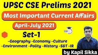 UPSC CSE Prelims 2021 - Most Important Current Affairs April to July 2021 for UPSC Prelims Set 1