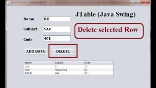JTable in JAVA Swing | Delete Selected Row From JTable