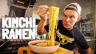 Eating Kimchi Ramen on Sunday Evening | Sean's First Time Eating 