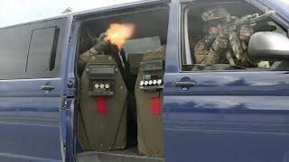 Tactical Russian Special Force Ballistic Shield Minivan Drive-By Shooting & Breach Demonstration