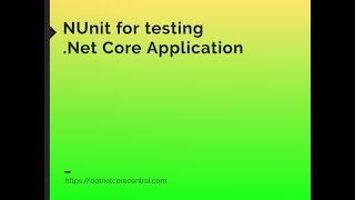 NUnit Testing for .Net Core Application