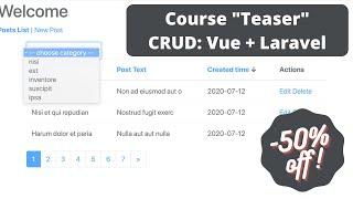 Upcoming Course: "Vue + Laravel CRUD SPA"